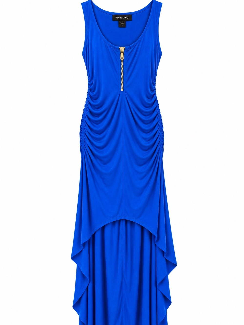 Marciano Cobalt Blue Ruched High Low Maxi Dress Size S